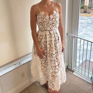 Elegant Lace Floral Dress in Cream